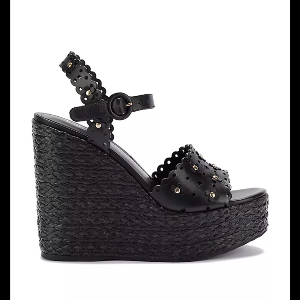 Larroude Black Wedge Sandals 8.5 - Picture 2 of 5